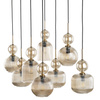 Duża lampa wisząca na prostokątnej podsufitce ze szklanymi koniakowymi kloszami SOPHIA COGNAC 8xE14 Tk Lighting 11045