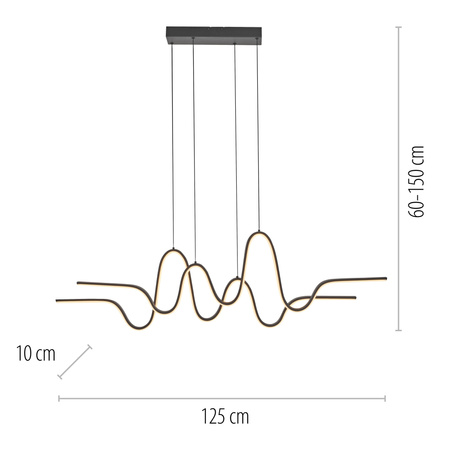 Falowana czarna lampa wisząca LED 3000K ALTITUDE 2292-18 z wbudowanym ściemniaczem