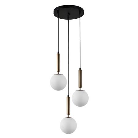 Lampa wisząca trzy szklane kule 3xE27 Ravena Italux PND-2324-3A GD+OPAL