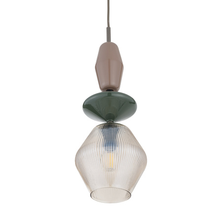 Pojedyńcza lampa wisząca karbowany koniakowy klosz ZEN NEW BROWN FUSO COGNAC 1XE14 Tk Lighting 11865
