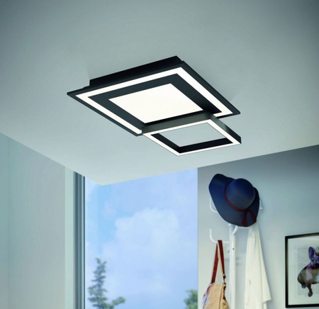 Lampa sufitowa czarna SAVATARILA-C LED RGB Eglo 99312 sterowana pilotem funkcja smart