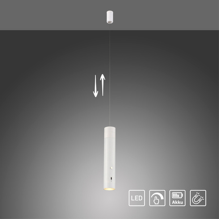 Lampa wisząca tuba biała bezprzewodowa akumulatorowa ładowana USB ATTACH Just Light 18281-16