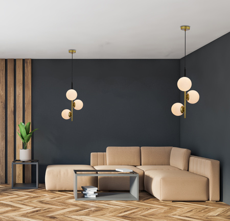 Duo lampa wisząca czarny matowy+złoty 3x15w e14 klosz biały Candellux 33-01276