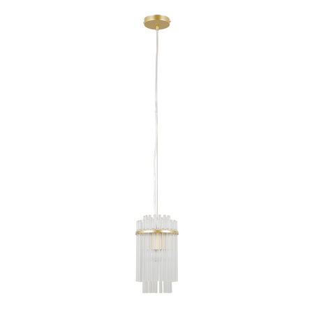 Pojedyńcza złota lampa wisząca ze szklanymi elementami 1xE27 Bonte Italux PND-40929-1A-GD