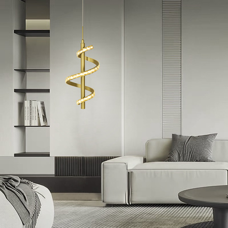 Lampa wisząca pojedyncza z dekoracyjnymi kryształami i trzystopniowym ściemniaczek typu "klik" Claret Aviano Lighting 6209-0115