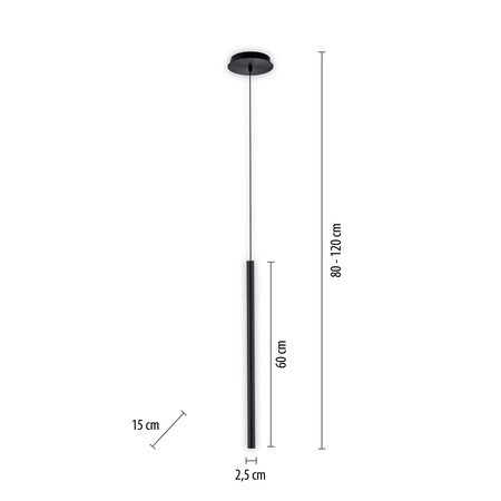 Pojedyńcza czarna cienka lampa wisząca LED 3000K FLUTE 2111-18