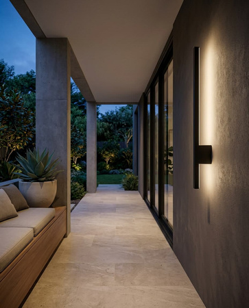 Czarny kinkiet elewacyjny LED 60cm do holu BARI Kaja Lighting K-8241