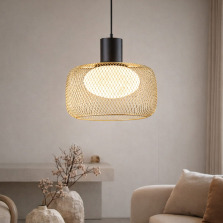 Lampa wisząca siatkowa złota metalowa obudowa wraz z białym kloszem SOPRA 32cm Candellux Studio 31-50960