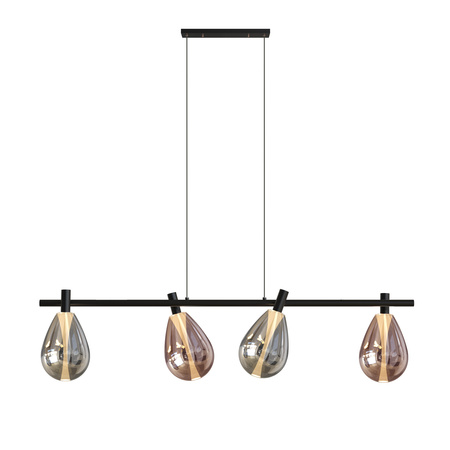 Lampa wisząca cztery szklane ruchome klosze na czarnej belce DENSO 4xG9 Candellux Studio 34-51226