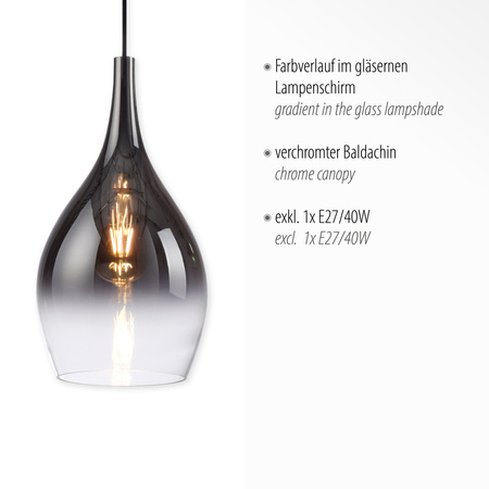 Lampa wisząca szklana 20cm 1xE27 PILUA Paul Neuhaus 2061-17