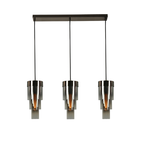 Lampa wisząca potrójna prosta  z potrójnymi kloszami cylindrycznymi Grans Aviano Lighting 7211-0310