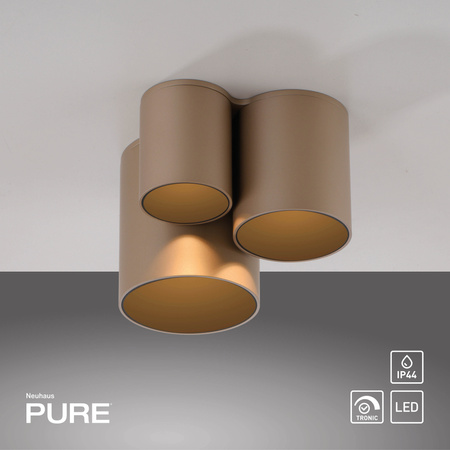 LAMPA SUFITOWA BRĄZOWA trzy metalowe tuby LED 2700K PURE POINT 6750-97