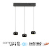 Lampa wisząca trzy wiszące czarne kule na belce z funkcją SwitchMo i ComfortLift BALLINI Just Light 15261-18