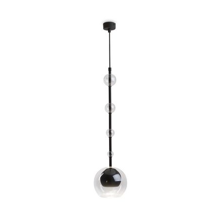 Lampa wisząca czarna kula otoczona transparentnym szklanym kloszem Ros MOD227PL-01B Maytoni