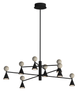 Czarna lampa wisząca osiem stożkowych punktów LED wraz z ozdobnymi kulami z trawertynu Bingo 57W Maxlight P0685
