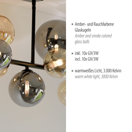 Lampa sufitowa z dymionymi i bursztynowymi kloszami POPSICLE Paul Neuhaus 6583-18