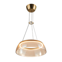 Złota lampa wisząca z bursztynowym szklanym kloszem LED 3000K Torpe Italux PND-24030-1-GD