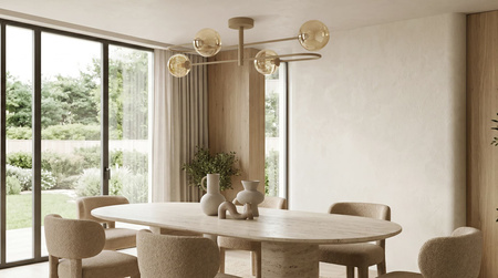 Beżowa lampa sufitowa z bursztynowymi kulami SPARK Kaja Lighting K-5996