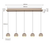 Lampa wisząca piątka prosta Biarritz kaszmirowa Aviano Lighting 7047-613