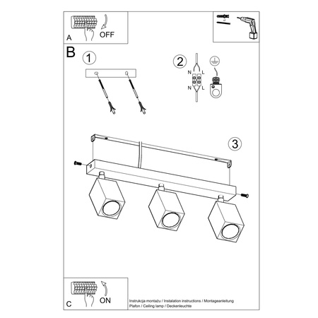 Lampa sufitowa oprawa KEKE 3 Sollux SL.1037