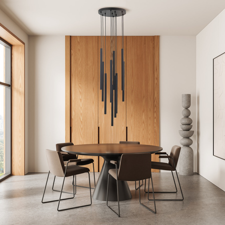 Lampa wisząca dziesięć cienkich ryflowanych rurek FERRO BLACK 10XG9 KOŁO Tk Lighting 11492