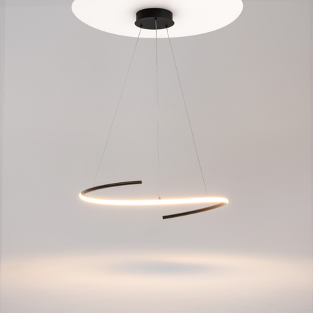 Czarna lampa wisząca niezamknięty okrąg 60cm LED Curve MOD242PL-L33BK Maytoni