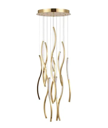 Ekskluzywna lampa wisząca złote pofalowane elementy FLOW 13 PENDANT 3-STEP DIMM 3000K GO Azzardo AZ6816