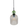 Lampa wisząca pojedyńcza karbowany szklany klosz z ozdobną zieloną szklaną kulą SOPHIA BIG GREEN COGNAC 1xE27 Tk Lighting 10776