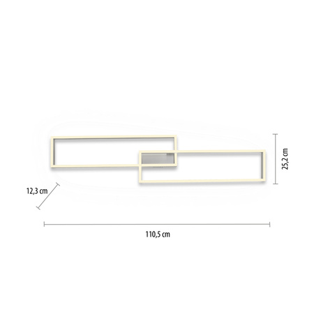 Srebrna lampa sufitowa dwie prostokątne ramki LED sterowane pilotem PAAN Paul Neuhaus 6231-55