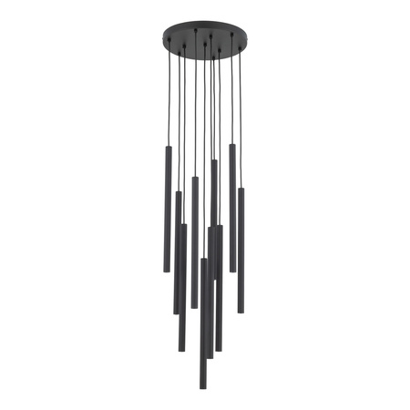 Lampa wisząca dziesięć cienkich ryflowanych rurek FERRO BLACK 10XG9 KOŁO Tk Lighting 11492
