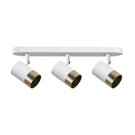 TOBI LAMPA SUFITOWA LISTWA BIAŁY 3X15W GU10 KLOSZ BIAŁY+ZŁOTY Candellux 93-27481