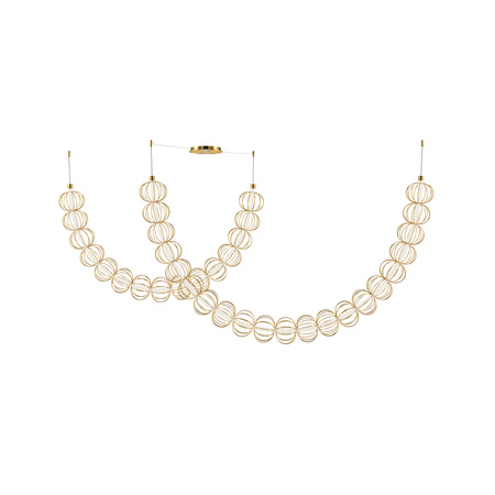 Dekoracyjna lampa wisząca złożona z łańcucha złotych, kulistych obręczy Golden Cage MOD216PL-L55G3K Maytoni