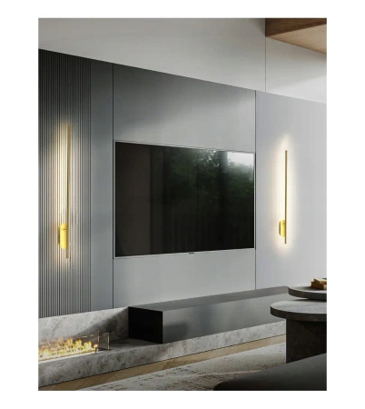 Nowoczesny złoty kinkiet IKO 90cm LED podświetlający ścianę