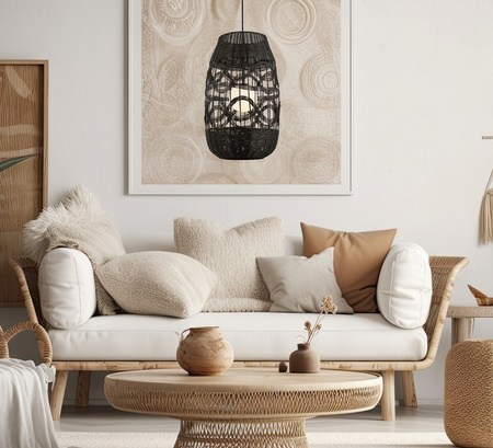Lampa wisząca ARONA BLACK fi 40cm z ratanu Milagro ML0355