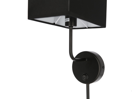 Keto lampa kinkiet czarny 1x40w e14 abażur czarny z włącznikiem Candellux 21-76854