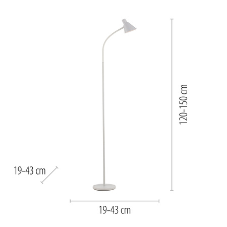 Biała lampa podłogowa z giętkim ramieniem i przełącznikiem przy kloszu PIXIE Just Light 11249-16