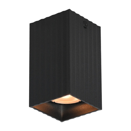 Mała ryflowana oprawa natynkowa w kolorze czarnym 1xGU10 Tecno Italux CLN-37492-S-BK