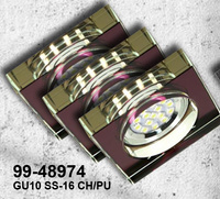 ZESTAW TRZECH OPRAW  SS-16 CH/PU 3X3W GU10 LED Z ŻARÓWKĄ  LED  CHROM OPR. STROP. STAŁA KWADRATOWA SZKŁO FIOLETOWE Candellux 99-48974