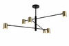 Nowoczesna lampa wisząca GU10 z rozłożystymi ramionami – czarno-złota PEDRO 6xGU10 Zuma Line PEN4104-6GD+BK