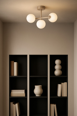 Beżowa lampa sufitowa z białymi kloszami ARDI Kaja Lighting K-5840