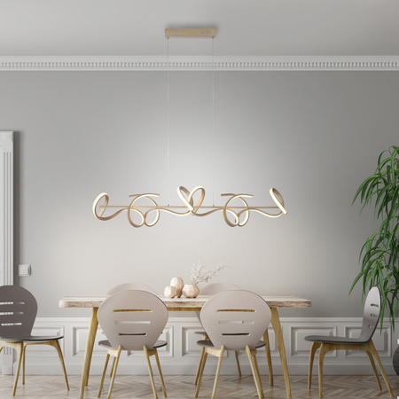 Lampa wisząca zawijana nad stół w kolorze matowego mosiądzu CURLS LED 3000K z funkcją SimplyDim Just Light 19033-60 