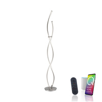 Lampa podłogowa fala LED w kolorze stalowym Q-MALINA Paul Neuhaus 439-55 sterowana pilotem