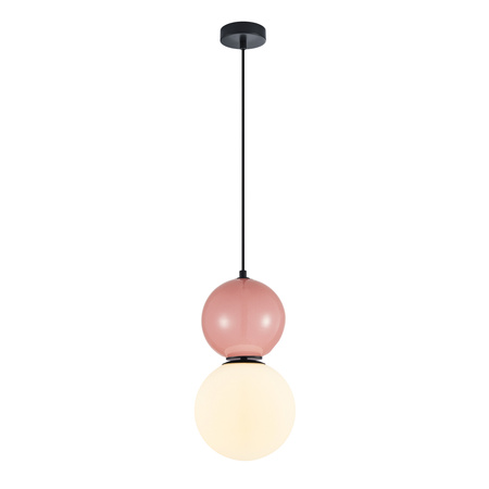 Lampa wisząca różowa kula z białym kloszem o średnicy 20cm 1xE27 Mastal Italux PND-36603-1L-BK-PK