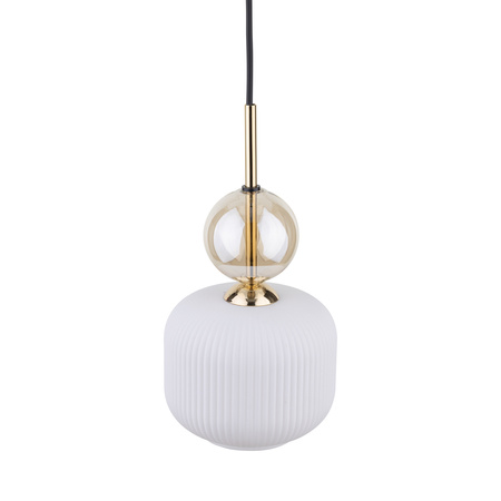 Lampa wisząca ryflowane szkło + kulka ozdobna SOPHIA COGNAC WHITE 1XE14 Tk Lighting 11589