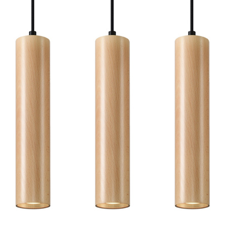 Lampa wisząca LINO 3 naturalne drewno Sollux SL.0638