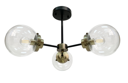 Lens lampa sufitowa czarny+patynowy 3x40w e14 klosz bezbarwny Candellux 33-01290