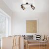 Podwójna czarna lampa sufitowa szklane klosze i elementy drewniane PASQUAL 2xE27 Just Light 11312-18