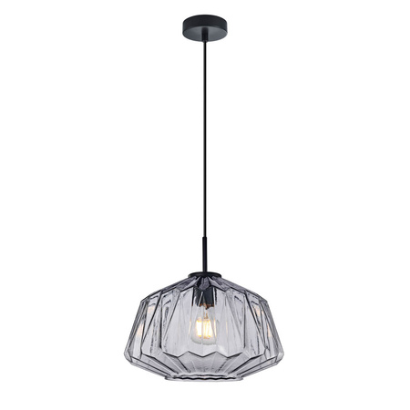 Pojedyńcza lampa wisząca ze szklanym niespotykanym kloszem średnica 30cm 1xE27 Antita Italux PND-3644-1-BK-SG