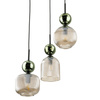 Lampa wisząca potrójna na kole z ryflowanymi koniakowymi kloszami i zielonymi kulami SOPHIA GREEN COGNAC 3xE14 Tk Lighting 11148