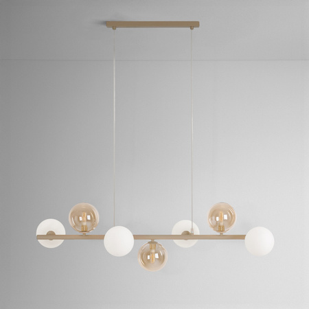 Beżowa lampa wisząca z kloszami w dwóch kolorach LEMO Kaja Lighting K-5847
